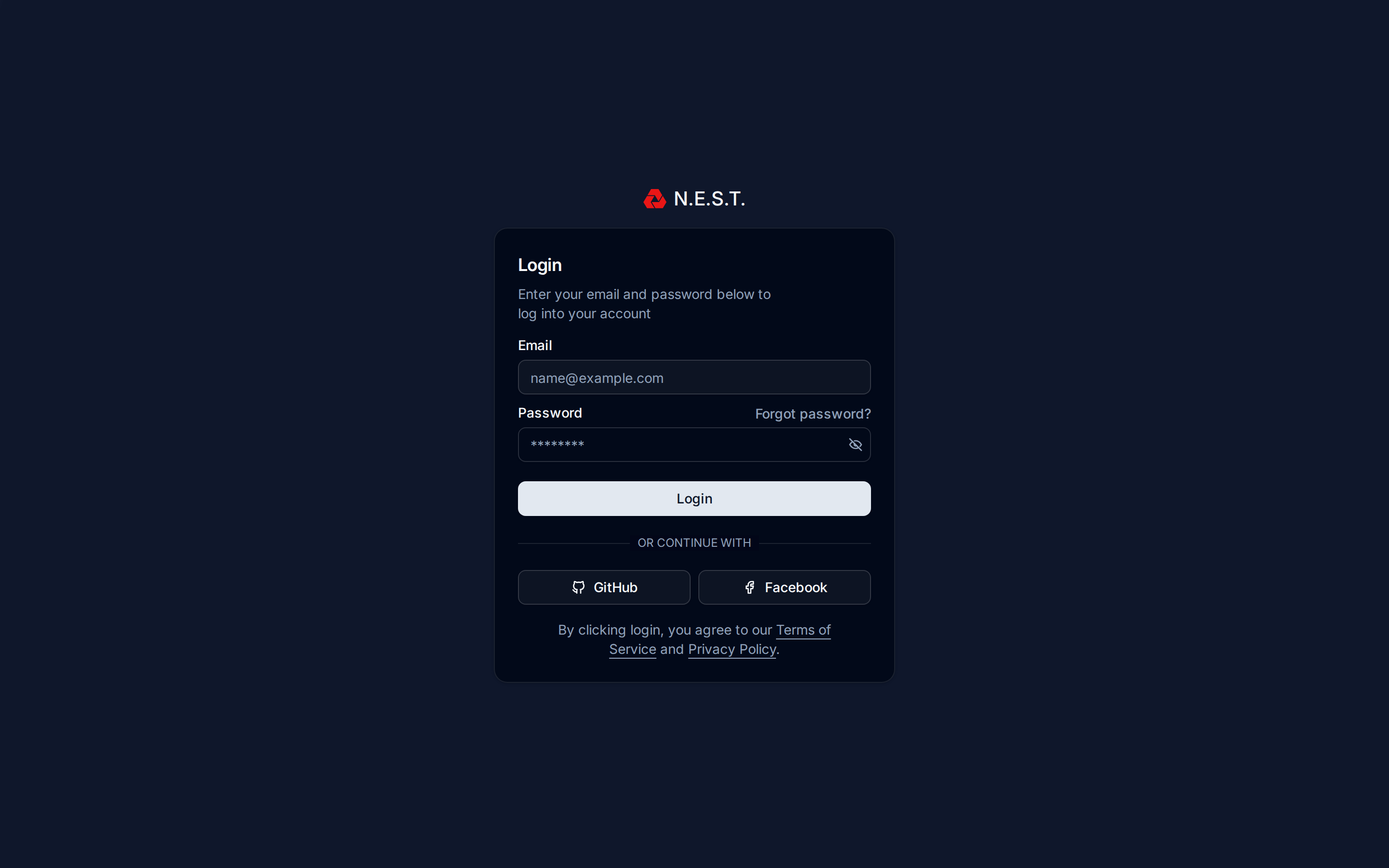 N.E.S.T. Login Form