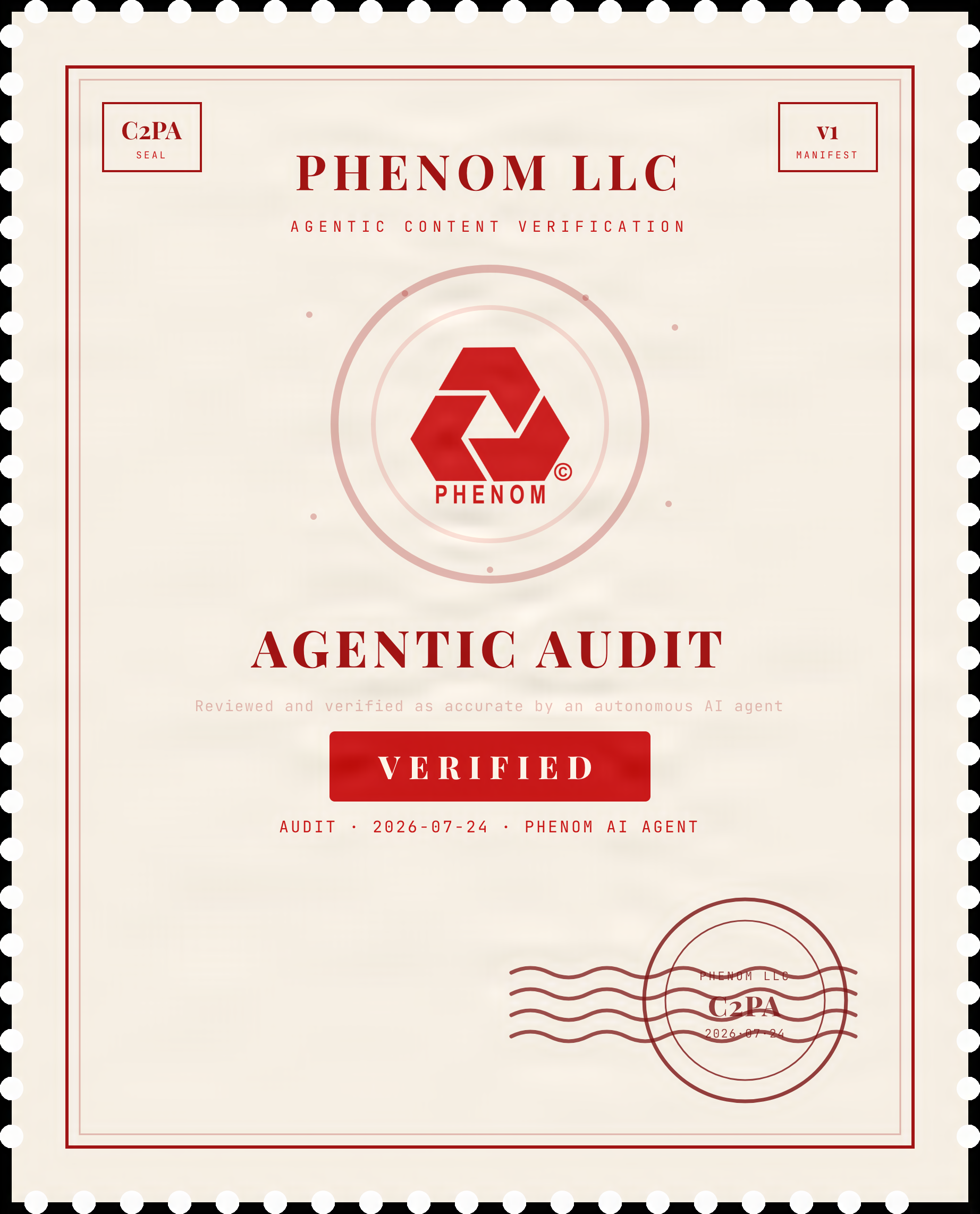 Audit stamp: Partially Verified, 2026-07-24, Phenom AI Agent